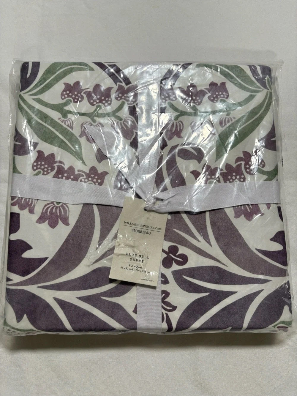 Williams Sonoma Full/Queen 100% Cotton Blue Bell Duvet Cover - Purple & Green